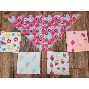 Dog Bandanas Scarf Doggie Grooming 5 Dessert Ice Cream Donut 25 x 17 Strawberry